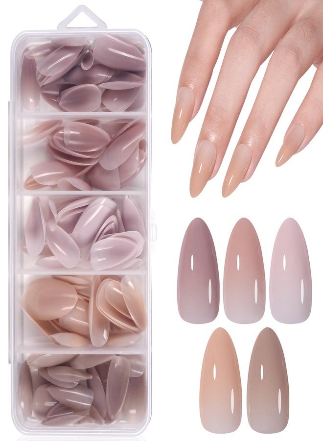 AILLSA Medium Almond Nail Tips 140 PCS Pre-Shaped 4 in 1 Gel Nail Tips Press on False Tip Nail Easy to Apply For Nail Art DIY - Image 1